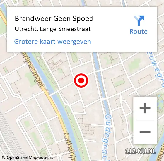 Locatie op kaart van de 112 melding: Brandweer Geen Spoed Naar Utrecht, Lange Smeestraat op 11 juni 2022 10:11