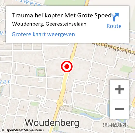 Locatie op kaart van de 112 melding: Trauma helikopter Met Grote Spoed Naar Woudenberg, Geeresteinselaan op 11 juni 2022 10:32