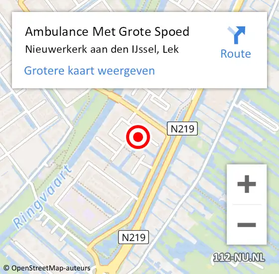 Locatie op kaart van de 112 melding: Ambulance Met Grote Spoed Naar Nieuwerkerk aan den IJssel, Lek op 11 juni 2022 11:42