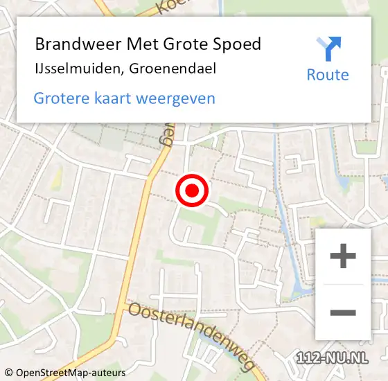 Locatie op kaart van de 112 melding: Brandweer Met Grote Spoed Naar IJsselmuiden, Groenendael op 11 juni 2022 12:21