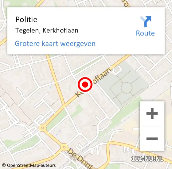 Locatie op kaart van de 112 melding: Politie Tegelen, Kerkhoflaan op 11 juni 2022 13:13