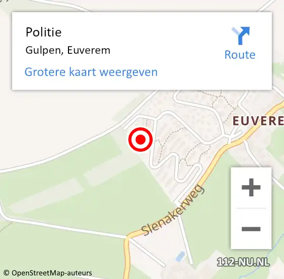Locatie op kaart van de 112 melding: Politie Gulpen, Euverem op 11 juni 2022 14:14