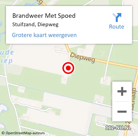 Locatie op kaart van de 112 melding: Brandweer Met Spoed Naar Stuifzand, Diepweg op 11 juni 2022 15:17