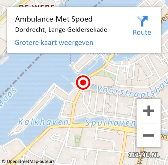 Locatie op kaart van de 112 melding: Ambulance Met Spoed Naar Dordrecht, Lange Geldersekade op 11 juni 2022 16:48