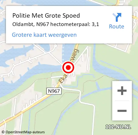 Locatie op kaart van de 112 melding: Politie Met Grote Spoed Naar Oldambt, N967 hectometerpaal: 3,1 op 11 juni 2022 17:35