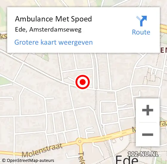 Locatie op kaart van de 112 melding: Ambulance Met Spoed Naar Ede, Amsterdamseweg op 11 juni 2022 18:15