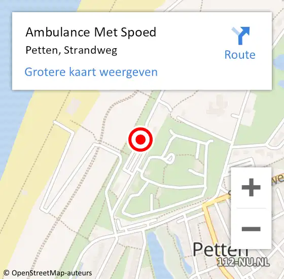 Locatie op kaart van de 112 melding: Ambulance Met Spoed Naar Petten, Strandweg op 11 juni 2022 18:50