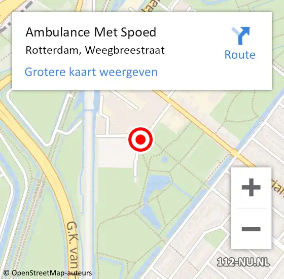 Locatie op kaart van de 112 melding: Ambulance Met Spoed Naar Rotterdam, Weegbreestraat op 11 juni 2022 19:06