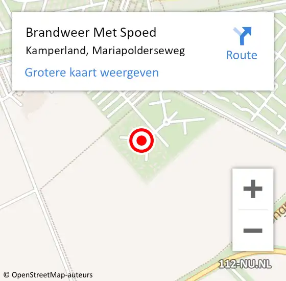 Locatie op kaart van de 112 melding: Brandweer Met Spoed Naar Kamperland, Mariapolderseweg op 11 juni 2022 20:04
