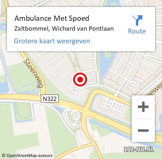 Locatie op kaart van de 112 melding: Ambulance Met Spoed Naar Zaltbommel, Wichard van Pontlaan op 11 juni 2022 20:04