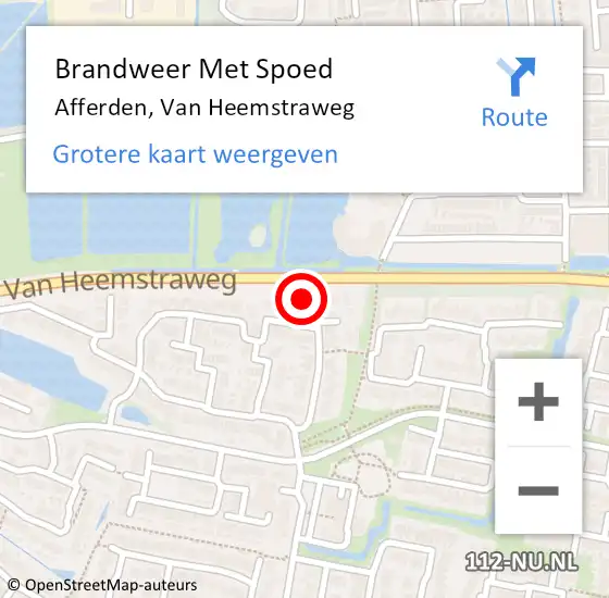 Locatie op kaart van de 112 melding: Brandweer Met Spoed Naar Afferden, Van Heemstraweg op 11 juni 2022 20:39