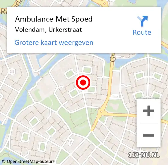 Locatie op kaart van de 112 melding: Ambulance Met Spoed Naar Volendam, Urkerstraat op 11 juni 2022 21:45