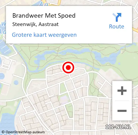 Locatie op kaart van de 112 melding: Brandweer Met Spoed Naar Steenwijk, Aastraat op 12 juni 2022 01:02