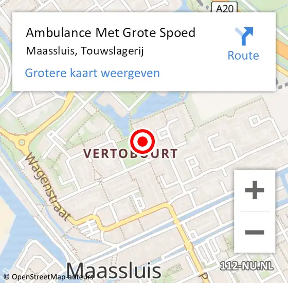 Locatie op kaart van de 112 melding: Ambulance Met Grote Spoed Naar Maassluis, Touwslagerij op 12 juni 2022 01:04