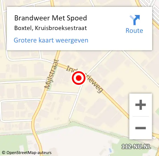 Locatie op kaart van de 112 melding: Brandweer Met Spoed Naar Boxtel, Kruisbroeksestraat op 12 juni 2022 03:39