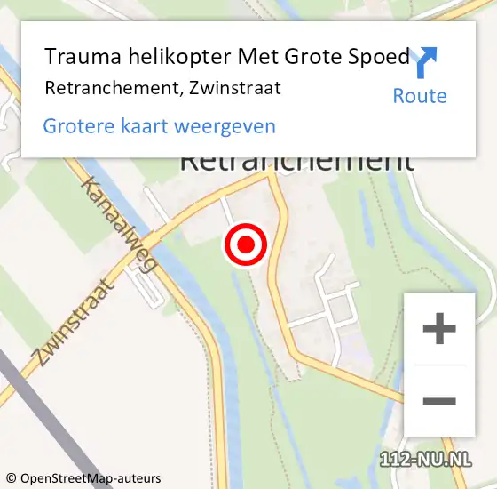 Locatie op kaart van de 112 melding: Trauma helikopter Met Grote Spoed Naar Retranchement, Zwinstraat op 12 juni 2022 11:54