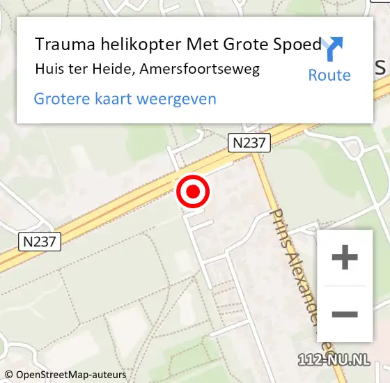 Locatie op kaart van de 112 melding: Trauma helikopter Met Grote Spoed Naar Huis ter Heide, Amersfoortseweg op 12 juni 2022 13:08