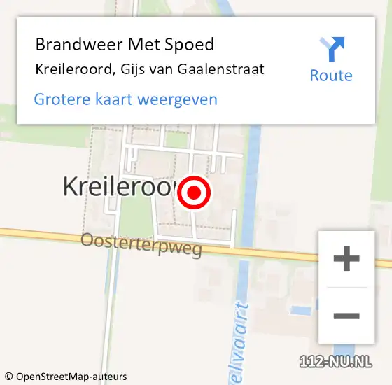 Locatie op kaart van de 112 melding: Brandweer Met Spoed Naar Kreileroord, Gijs van Gaalenstraat op 12 juni 2022 13:53