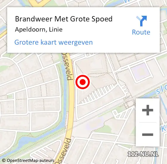 Locatie op kaart van de 112 melding: Brandweer Met Grote Spoed Naar Apeldoorn, Linie op 12 juni 2022 14:10