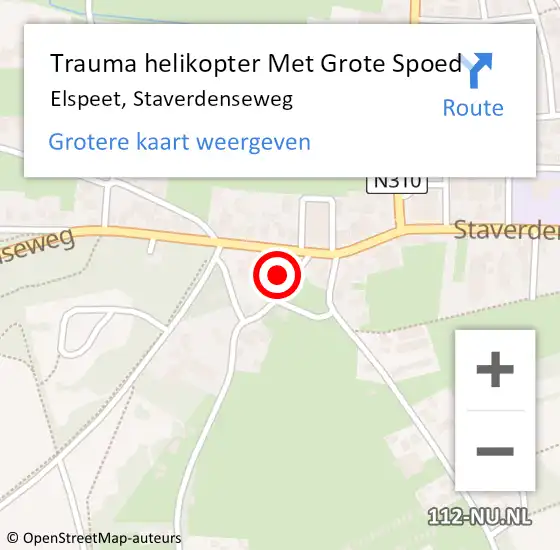 Locatie op kaart van de 112 melding: Trauma helikopter Met Grote Spoed Naar Elspeet, Staverdenseweg op 12 juni 2022 15:10