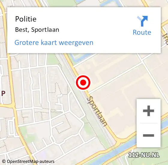 Locatie op kaart van de 112 melding: Politie Best, Sportlaan op 12 juni 2022 19:20