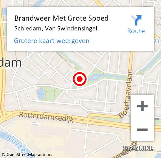 Locatie op kaart van de 112 melding: Brandweer Met Grote Spoed Naar Schiedam, Van Swindensingel op 12 juni 2022 22:49
