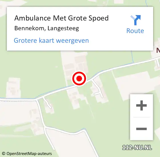 Locatie op kaart van de 112 melding: Ambulance Met Grote Spoed Naar Bennekom, Langesteeg op 13 juni 2022 06:54