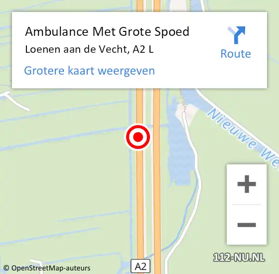 Locatie op kaart van de 112 melding: Ambulance Met Grote Spoed Naar Nieuwer ter Aa, A2 R hectometerpaal: 44,5 op 20 juli 2014 00:23