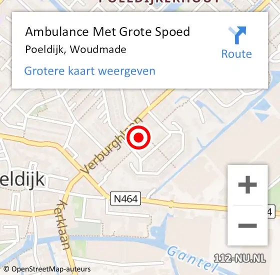 Locatie op kaart van de 112 melding: Ambulance Met Grote Spoed Naar Poeldijk, Woudmade op 13 juni 2022 12:48