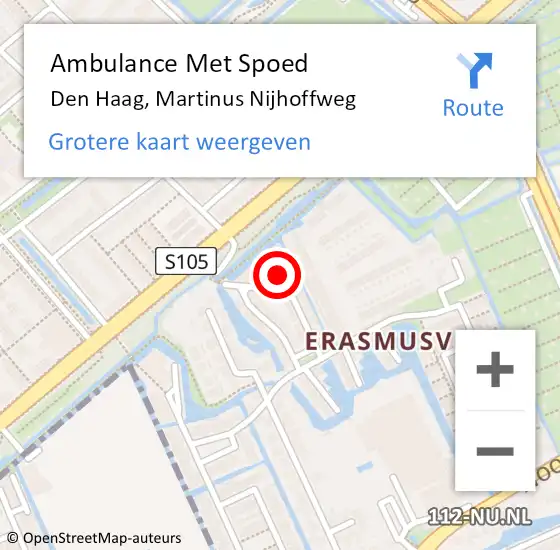 Locatie op kaart van de 112 melding: Ambulance Met Spoed Naar Den Haag, Martinus Nijhoffweg op 13 juni 2022 13:27