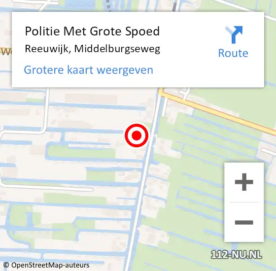 Locatie op kaart van de 112 melding: Politie Met Grote Spoed Naar Reeuwijk, Middelburgseweg op 13 juni 2022 13:39