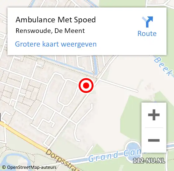 Locatie op kaart van de 112 melding: Ambulance Met Spoed Naar Renswoude, De Meent op 13 juni 2022 14:51