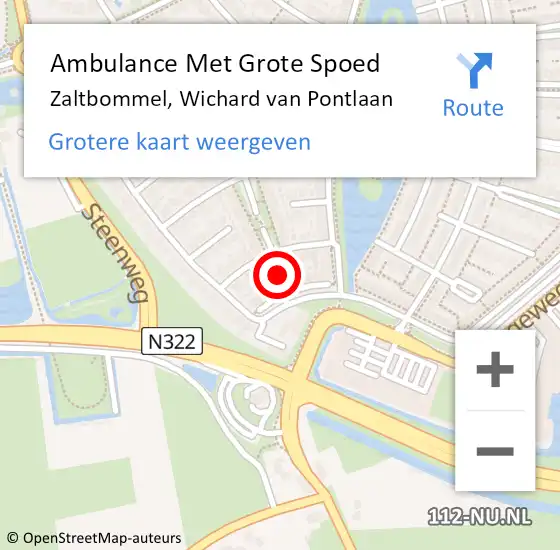 Locatie op kaart van de 112 melding: Ambulance Met Grote Spoed Naar Zaltbommel, Wichard van Pontlaan op 13 juni 2022 16:36