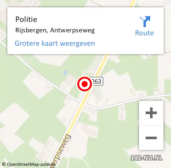 Locatie op kaart van de 112 melding: Politie Rijsbergen, Antwerpseweg op 13 juni 2022 17:18