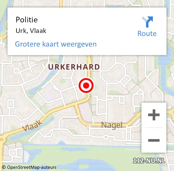 Locatie op kaart van de 112 melding: Politie Urk, Vlaak op 13 juni 2022 18:28