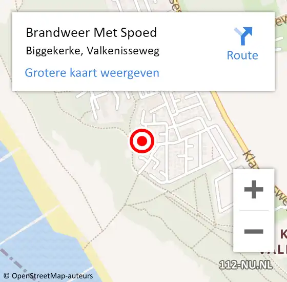 Locatie op kaart van de 112 melding: Brandweer Met Spoed Naar Biggekerke, Valkenisseweg op 13 juni 2022 21:21