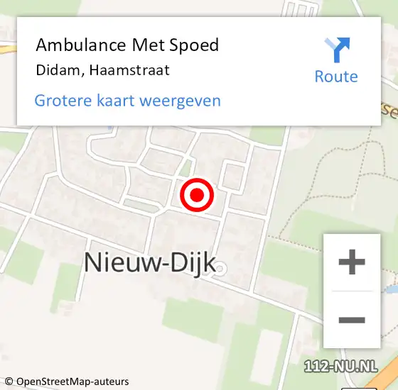 Locatie op kaart van de 112 melding: Ambulance Met Spoed Naar Didam, Haamstraat op 13 juni 2022 22:59
