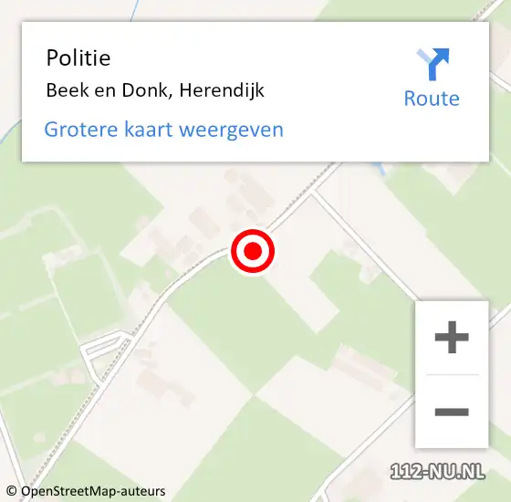 Locatie op kaart van de 112 melding: Politie Beek en Donk, Herendijk op 13 juni 2022 23:32