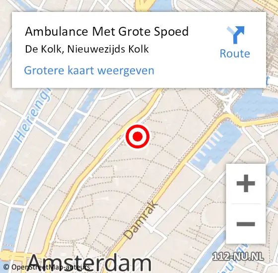 Locatie op kaart van de 112 melding: Ambulance Met Grote Spoed Naar De Kolk, Nieuwezijds Kolk op 20 juli 2014 03:21