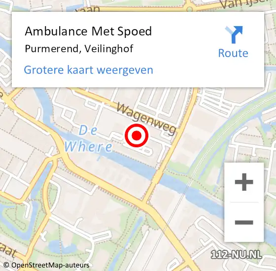 Locatie op kaart van de 112 melding: Ambulance Met Spoed Naar Purmerend, Veilinghof op 14 juni 2022 06:08