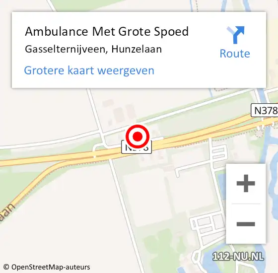 Locatie op kaart van de 112 melding: Ambulance Met Grote Spoed Naar Gasselternijveen, Hunzelaan op 14 juni 2022 07:57