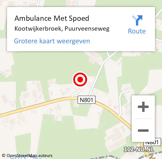 Locatie op kaart van de 112 melding: Ambulance Met Spoed Naar Kootwijkerbroek, Puurveenseweg op 14 juni 2022 08:36