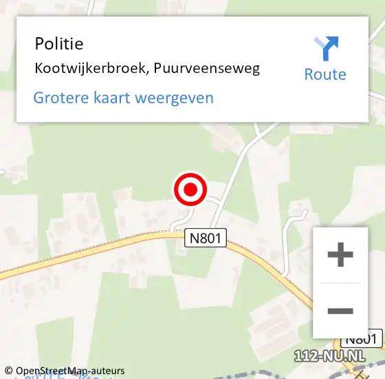Locatie op kaart van de 112 melding: Politie Kootwijkerbroek, Puurveenseweg op 14 juni 2022 08:38
