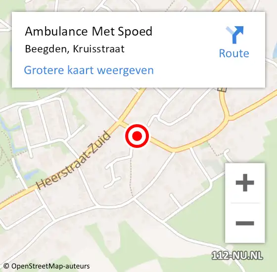 Locatie op kaart van de 112 melding: Ambulance Met Spoed Naar Beegden, Kruisstraat op 14 juni 2022 08:53