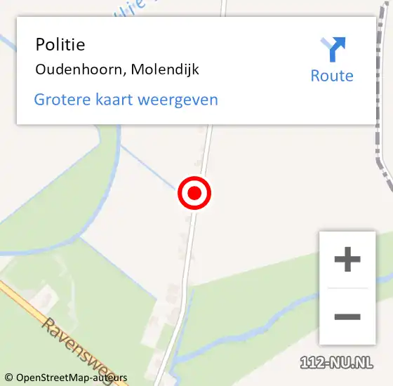 Locatie op kaart van de 112 melding: Politie Oudenhoorn, Molendijk op 14 juni 2022 11:08