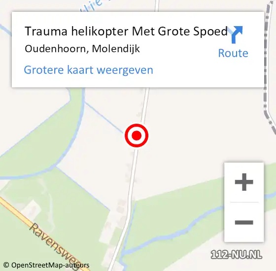 Locatie op kaart van de 112 melding: Trauma helikopter Met Grote Spoed Naar Oudenhoorn, Molendijk op 14 juni 2022 11:10