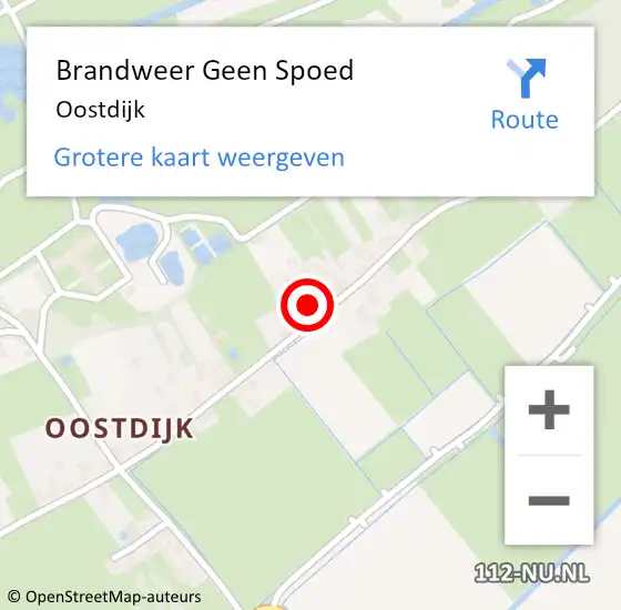 Locatie op kaart van de 112 melding: Brandweer Geen Spoed Naar Oostdijk op 14 juni 2022 11:51