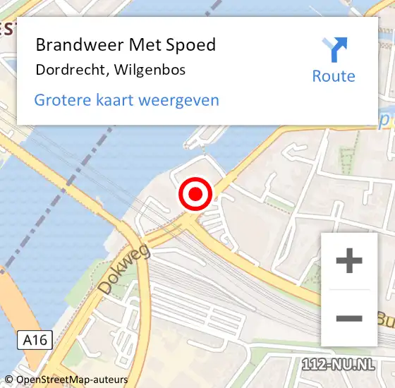 Locatie op kaart van de 112 melding: Brandweer Met Spoed Naar Dordrecht, Wilgenbos op 14 juni 2022 11:55