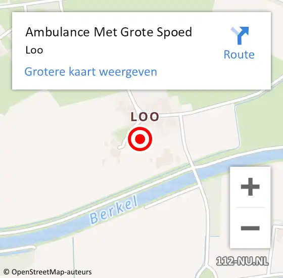 Locatie op kaart van de 112 melding: Ambulance Met Grote Spoed Naar Loo op 14 juni 2022 12:30