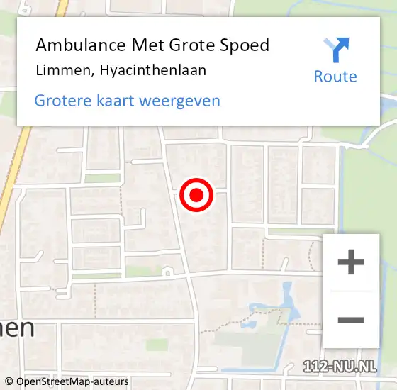 Locatie op kaart van de 112 melding: Ambulance Met Grote Spoed Naar Limmen, Hyacinthenlaan op 14 juni 2022 13:00